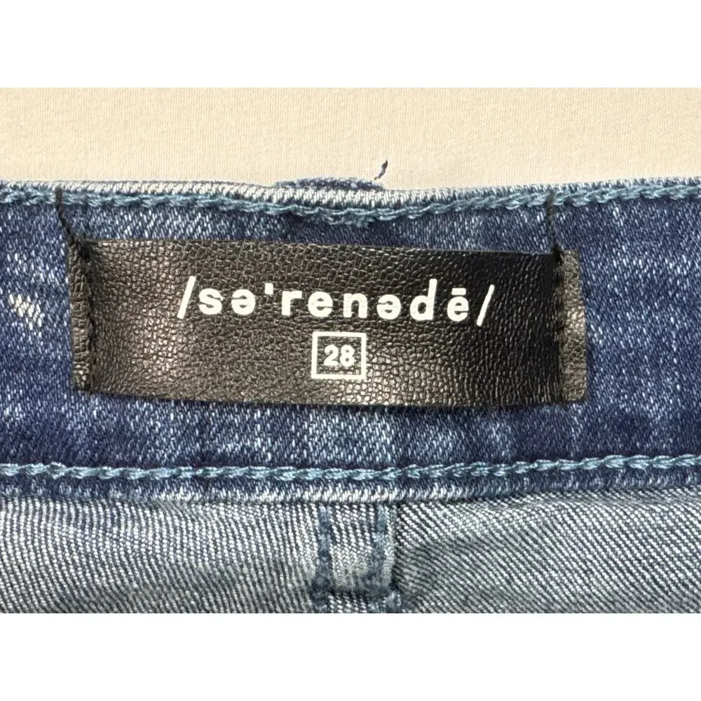 Serenede‎ Men's Patchwork Skinny Blue Denim Jeans - Size 28 (27x32)